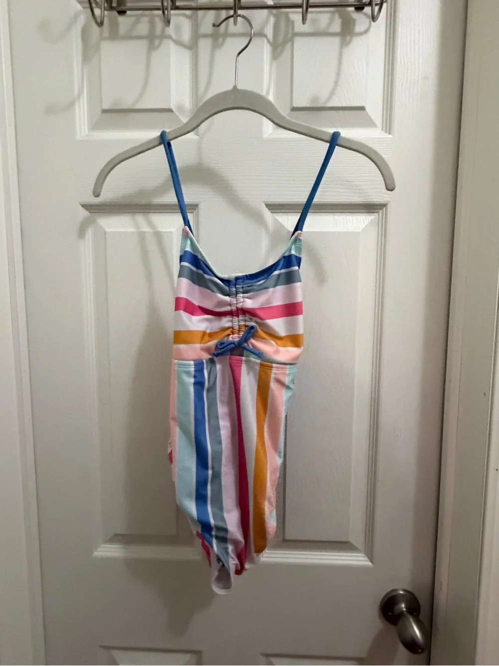 wonder nation Multicolor Striped One-Piece Swimsuit with Blue Straps